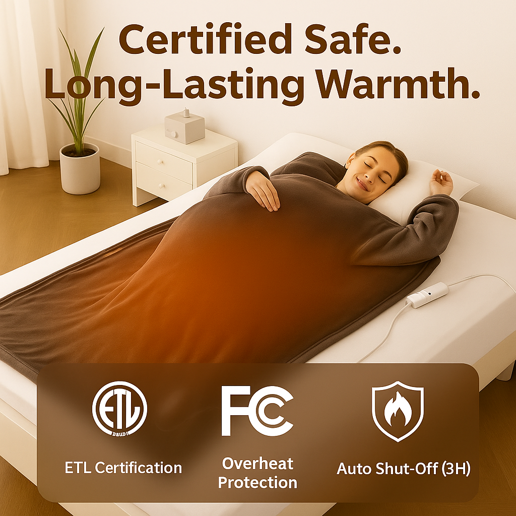Heated Blanket with Foot Pockets